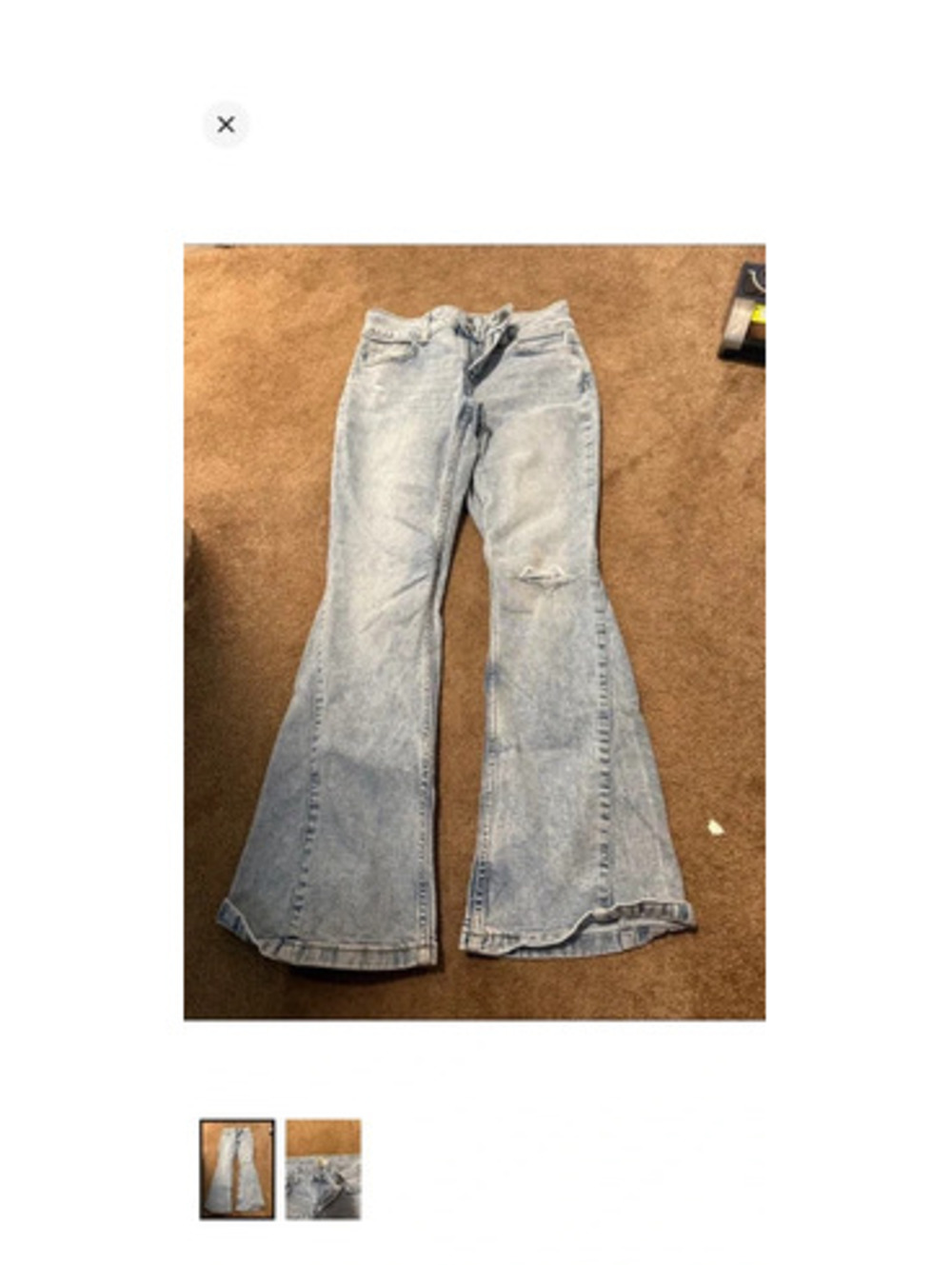 Kohl's Light Blue Flare Jeans with Distressed Knee